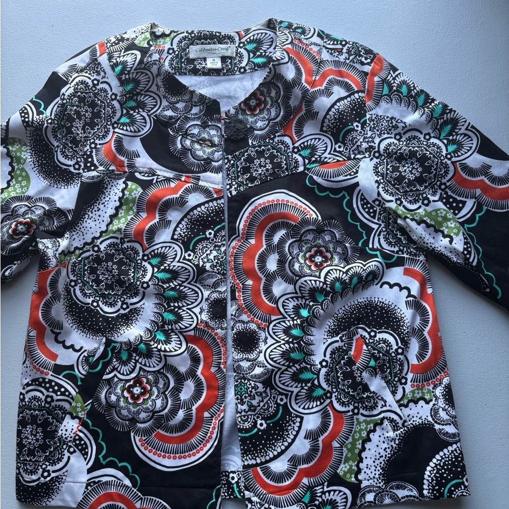 Coldwater Creek Black and Red Floral Blazer